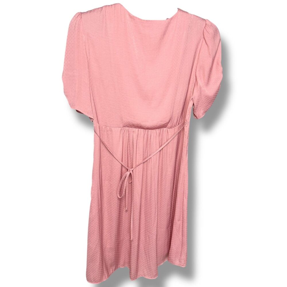 Topshop Blush Pink Jacquard Polka Dot Shirt Dress Button Up Women's Size 8 NWT - Picture 2 of 6